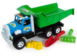 Bamsic ДЕТСКИ КАМИОН САМОСВАЛ С ЛОПАТА, ГРЕБЛО И ФИГУРКА ЗА ПЯСЪК - armtoys