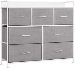 SONGMICS Komód 7 szövet fiókkal, 28.5 x 98 x 85 cm, szürke-fehér - vashome