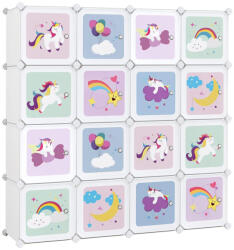 SONGMICS Játéktároló, műanyag polcos szekrény gyerekeknek, fehér