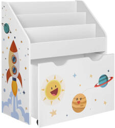 SONGMICS Játéktároló, könyvespolc kivehető kerekes tárolódobozzal