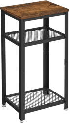 VASAGLE Nappali oldalasztal, éjjeliszekrény 2 hálós polccal, rusztikus barna