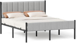VASAGLE Franciaágy keret 160 x 200 cm, kárpitozott fejtámlával, acél keret, szürke