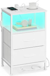 SONGMICS éjjeliszekrény töltőállomással, állítható LED-világítással, hófehér