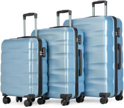 BONTOUR wave 3 db-os duplakerekes bőrönd szett, számzárral, jégkék