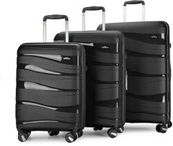 BONTOUR "flow" 4-kerekes bőrönd szett, fekete