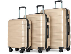 BONTOUR wave 3 db-os duplakerekes bőrönd szett, számzárral, pezsgő