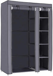 SONGMICS Szövet ruhásszekrény, mobil szekrény ruhasínnel, 110x45x175 cm, szürke