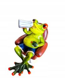 Art-Pol Kerámia Béka Dekoráció Béka A Fotelben Sörrel (162141)