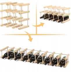 Wamar-Sosenka Borosüveg tartó állvány 9 palackhoz Fenyő Moduláris Tömör Öko Fa (RW7_016DRSX009_N0K1)