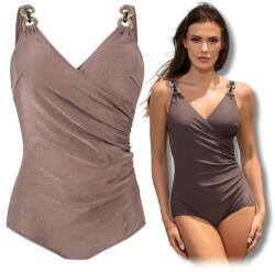 Ercole Úszó Fürdőruha Egyrészes 42 XL Karcsúsító Dekoratív Bézs (Strój kąpielowy jednoczęściowy damski E1-Y42)