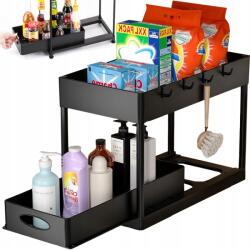  Mosogató Alatti Rendszerező 2 Szintes Kihúzható Polc Fiókkal Polc Állvány (MT-OK-W)
