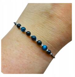  Szerencse karkötő Fekete Turmalin Macskaszem kék ezüst zsinór