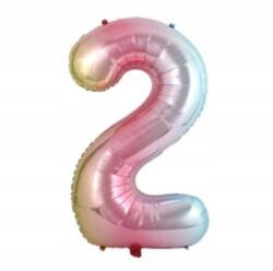  Héliumos Fólia Lufi Szám 2 Szivárvány Metál 100cm Születésnapi Dekoráció
