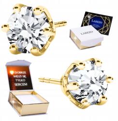 Larezo Arany fülbevaló cirkóniákkal kerekek Aranyozott 585 cirkónia 6 mm Nyomtatás (srebrne sztyfty wiszące wkrętki kolczyk 14k 1)