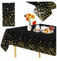Arpex Eldobható Asztalterítő Fekete arany csillagokkal nagy fólia 137 x 274 cm