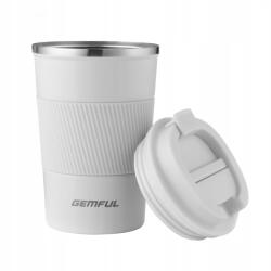 GEMFUL Rozsdamentes acél utazó bögre 380ml, cseppálló tetővel, kávéhoz, teához, sörhöz (GEMFUL)