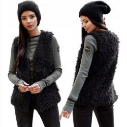 Och Bella Női szőrme mellény shaggy ujjatlan női szőrme mellény fekete XL (1402-black-XL)