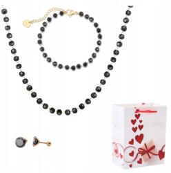 Ann Eivor Női szett Láncok Sárga Arany Gyöngyök Fekete Sebészeti Acél 316L (Ann Eivor Komplet Złoty Biżuterii Koraliki)