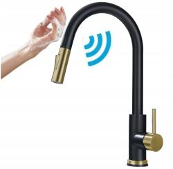 CHDE Konyhai csaptelep fekete arany érintőképernyős Acél Kifolyócső Ww (BKG-SMART)