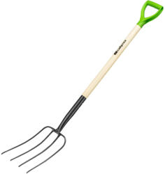 SIBRTEH 210x340mm kovácsolt szénavilla lakkozott fa nyél, forgató LUXE (613797) - jooszerszam