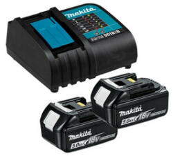 Makita BL1850 + DC18RC set incarcator si acumulator 18 V | 5 Ah (2x632F15-1+1x195584-2)