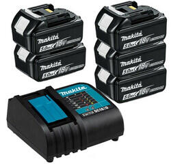 Makita BL1850B + DC18RC set incarcator si acumulator 18 V | 5 Ah (5x632F15-1+1x195584-2)