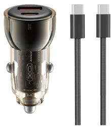 XO cc60 autós töltő usb+type-c aljzat (60w, pd gyorstöltő + type-c kábel) fekete (XO-CC60_TYPE-C_B)