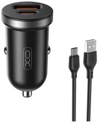 XO cc56 autós töltő usb+type-c aljzat (30w, pd gyorstöltő + type-c kábel) fekete (XO-CC56 + TYPE-C) - rufusz