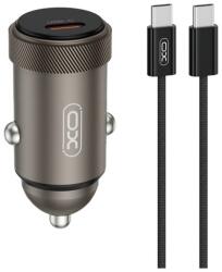 XO cc70 autós töltő type-c aljzat (30w, pd gyorstöltő + type-c kábel) fekete (XO-CC70 + TYPE-C)