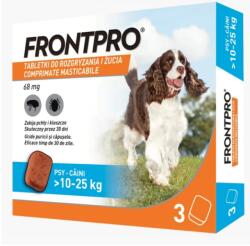  Merial Frontpro 68 mg tablete purici si capuse pentru caini talie medie (10-25 kg), 3 comprimate masticabile
