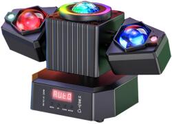  NEXTLY professzionális RGBW LED projektor, forgó, 3 fej, 4 x 23W RGBW LED x 23W, 2 x 50mW lézer, 115W LED 4 az 1-ben, távirányító és DMX, 12 integrált fényjáték, zenei szinkronizáció, stroboszkóp, DJ,