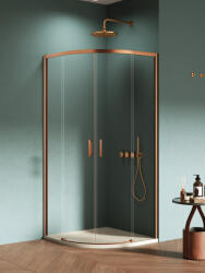 NEW TRENDY Prime Copper Brushed cabină de duș 90x90 cm semicircular cupru periat/sticlă transparentă K-3591 (K3591)