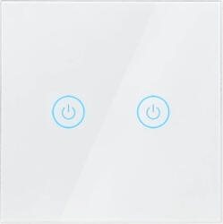 LogiLink Intrerupator inteligent LogiLink SH0125, Wi-Fi, 2 butoane, touch control, indicator LED, compatibil TUYA Amazon Alexa/Google Home, sticla, A (sh0125)