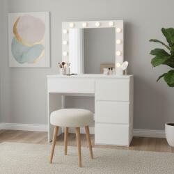 AGA Măsuță de toaletă cosmetică modernă cu oglindă LED mare - Alb (PHO4868)