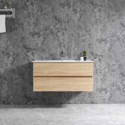 Sanotechnik Corbo mosdókagyló 100 cm barna matt Softclose funkcióval