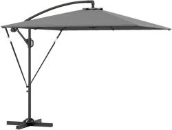 Outsunny Konzolos Napernyő Védőborítással, Szélálló Kötelekkel, Kereszttalppal és Hajtókarral, 295x250x235 cm, Szürke