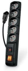PremiumCord Cablu Acar F5 5m, 5 prize, protecție la supratensiune, negru ppacarf5-5black