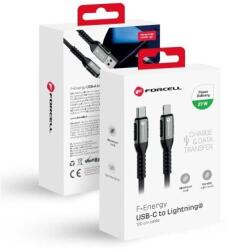 Forcell USB-C - Lightning kábel, 27W, 1, 2m, nejlon, Forcell, alumínium, iPhone-hoz, iPadhez