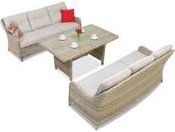 Garden Point Toledo Apetito technorattán terasz bútorok nagy asztallal 6 fő részére, bézs (GAP144-2SO3S)