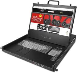 Lindy 21710 rack konzol 43, 2 cm (17") 1920 x 1080 pixelek Fém Fekete 1U (21710) (21710)