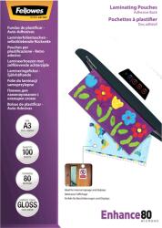 Fellowes 80 mikron A3 fényes lamináló fólia öntapadó hátlappal (100 db / csomag) (5302302)