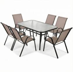 Klubfotel Kerti acél étkezőgarnitúra szett BISTRO - barna/fekete vázzal
