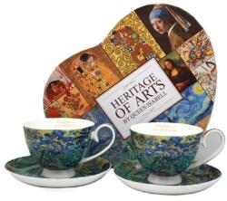 Queen Isabell Van Gogh Íriszek porcelán csésze aljjal szett - 250 ml - szív díszdobozos (IMO-PP-W25VG156B-23540)