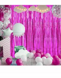 PartyPal Bál, buli, születésnap- Rózsaszín öntapadós Függöny 250x100 cm