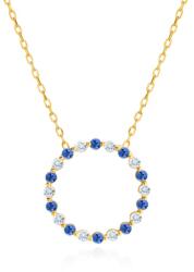 SAVICKI Colier cerc din aur 585 cu safire albe și albastre 0.15 ct 44 cm