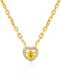 SAVICKI Colier inimă din aur 585 cu cuarț galben 0.06 ct 45 cm
