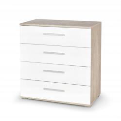 SONGMICS fiókos komód, fehér/sonoma tölgy, 77cm hosszú, 82cm magas, 40cm mély