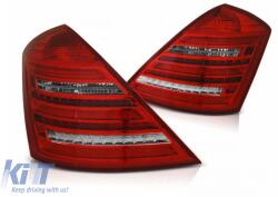 KITT Lightning LED hátsó lámpák Mercedes S-osztály W221 (2005-2009) Piros átlátszó, dinamikus irányjelzővel (TLMBW221FRCTT)