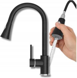 Granitan Konyhai csaptelep kihúzható kifolyócsővel Snake fekete pöttyös konyhai csaptelep (SNAKE31325)