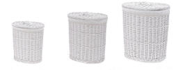 AdTrend Set 3 cosuri rufe, depozitare lemn salcie textil alb 35, 5 x 24, 5 x 40 cm, 43 x 30, 5 x 48 cm, 50 x 37 x 56, 5 cm (110930)